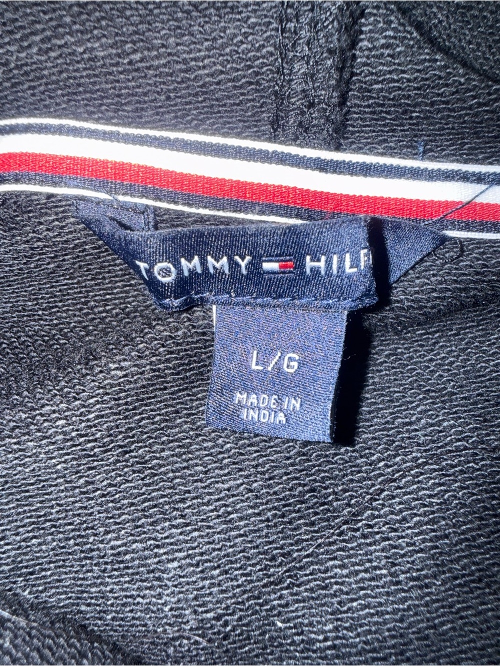 Tommy Hilfiger Men’s Large Black Logo Pullover Hoodie Est. 1985